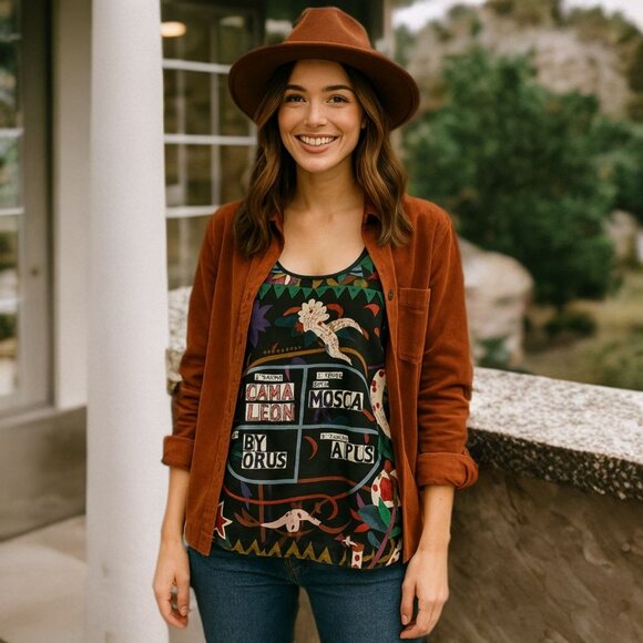 Scotch & Soda Le Jardin D' Apus Open Back Blouse Sleeveless Multicolor RARE Top - Picture 3 of 13